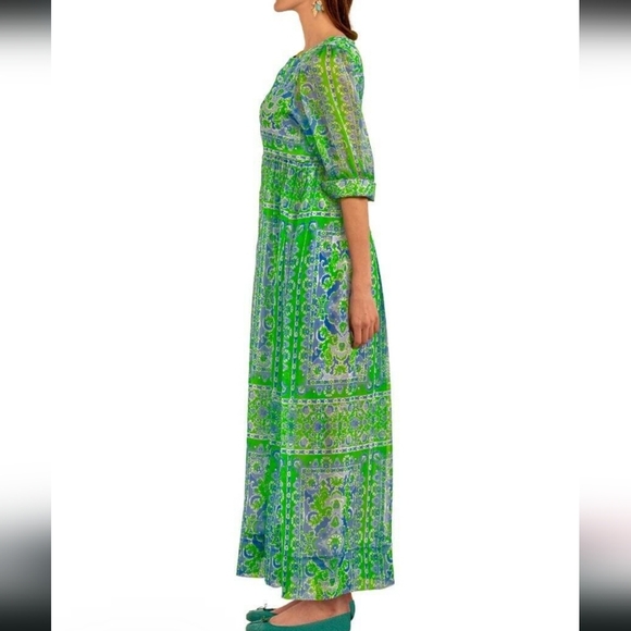 Gretchen Scott Borderline Maxi Dress Watteau Vibrant Green and Blue - Picture 2 of 11